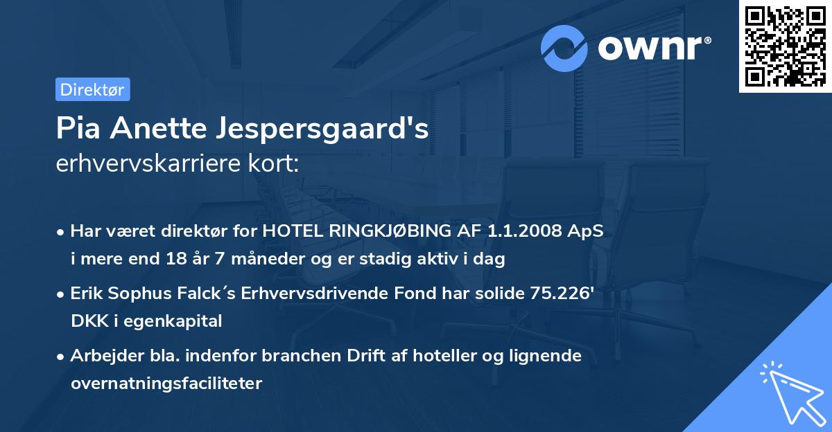 Pia Anette Jespersgaard's erhvervskarriere kort
