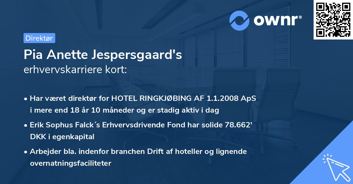 Pia Anette Jespersgaard's erhvervskarriere kort