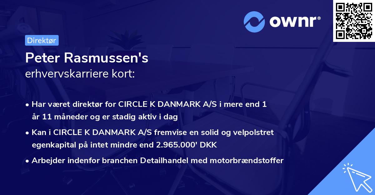 Peter Rasmussen's erhvervskarriere kort