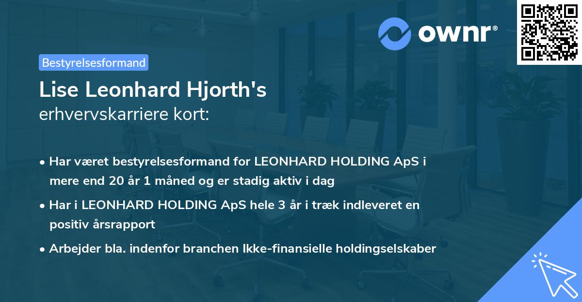 Lise Leonhard Hjorth's erhvervskarriere kort