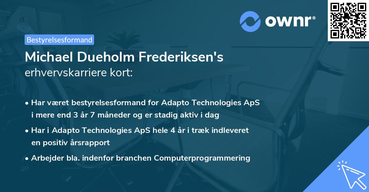Michael Dueholm Frederiksen's erhvervskarriere kort