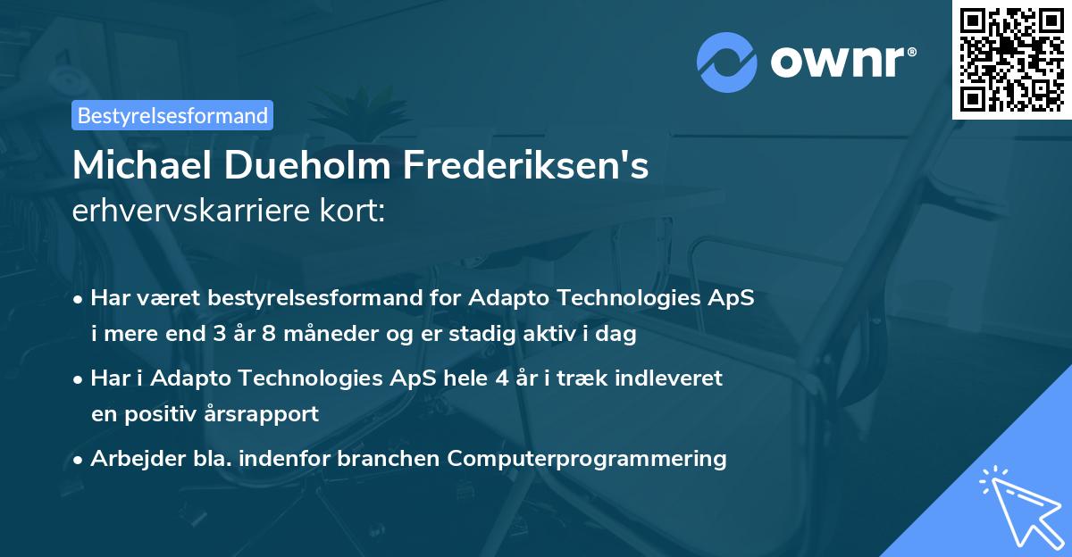 Michael Dueholm Frederiksen's erhvervskarriere kort