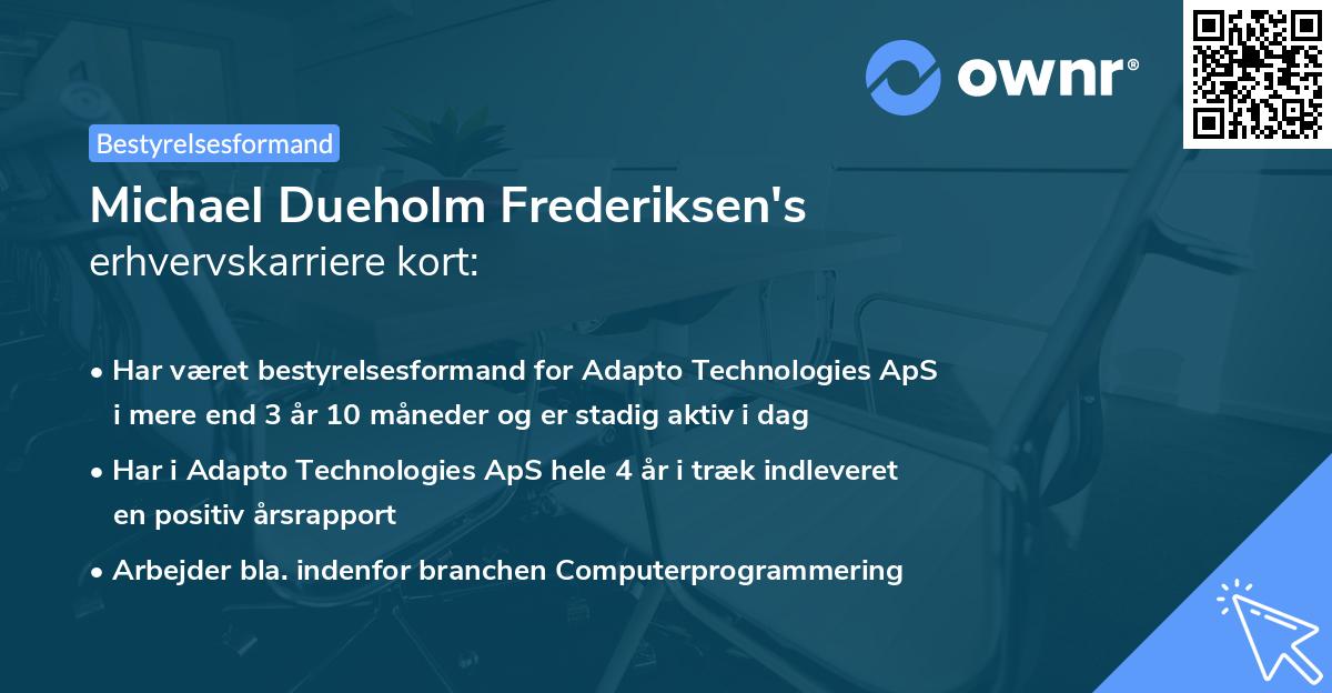 Michael Dueholm Frederiksen's erhvervskarriere kort