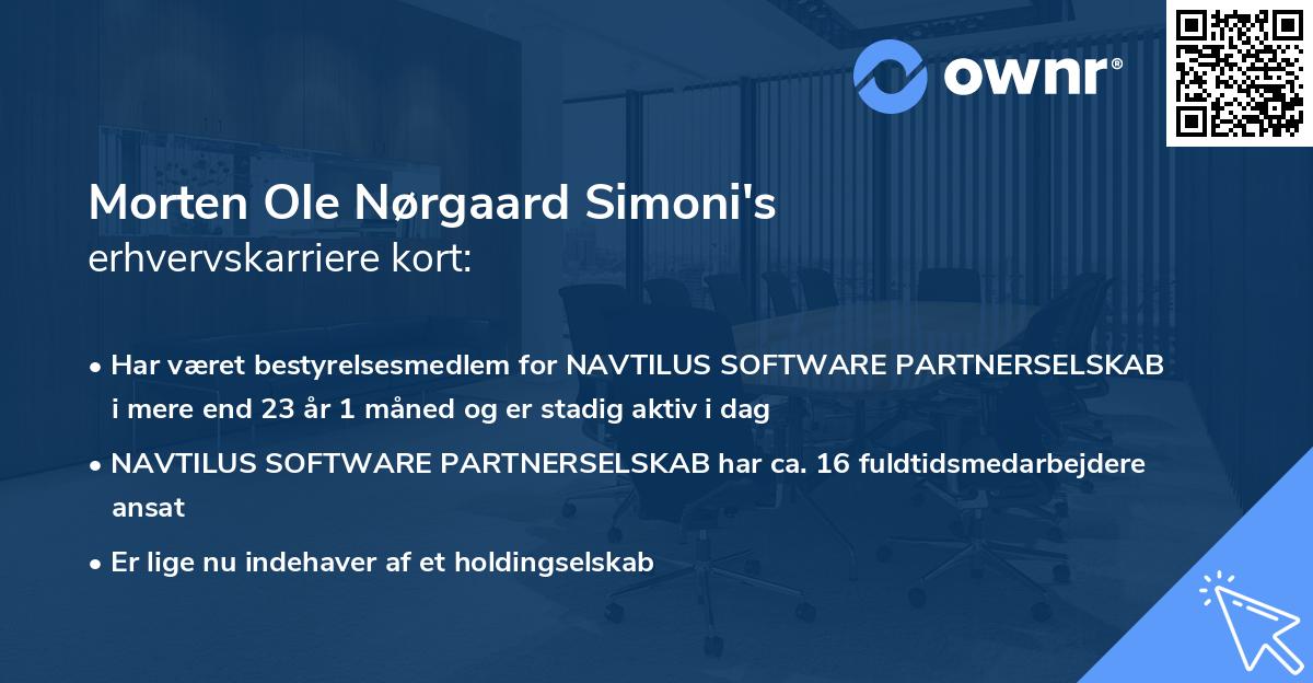 Morten Ole Nørgaard Simoni's erhvervskarriere kort