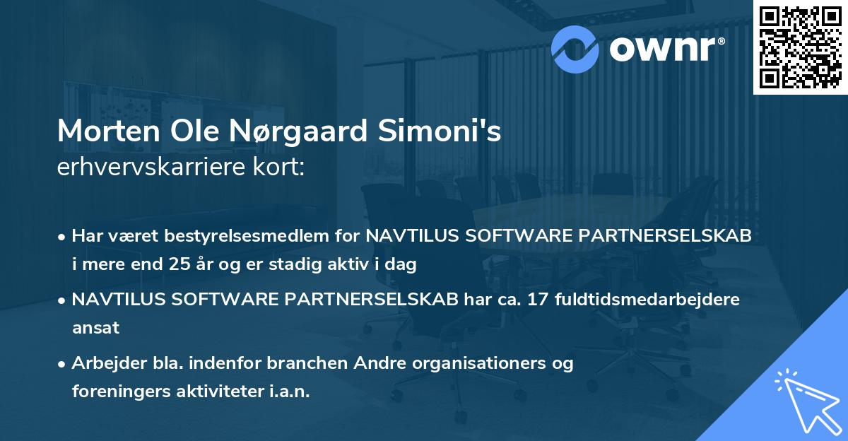 Morten Ole Nørgaard Simoni's erhvervskarriere kort