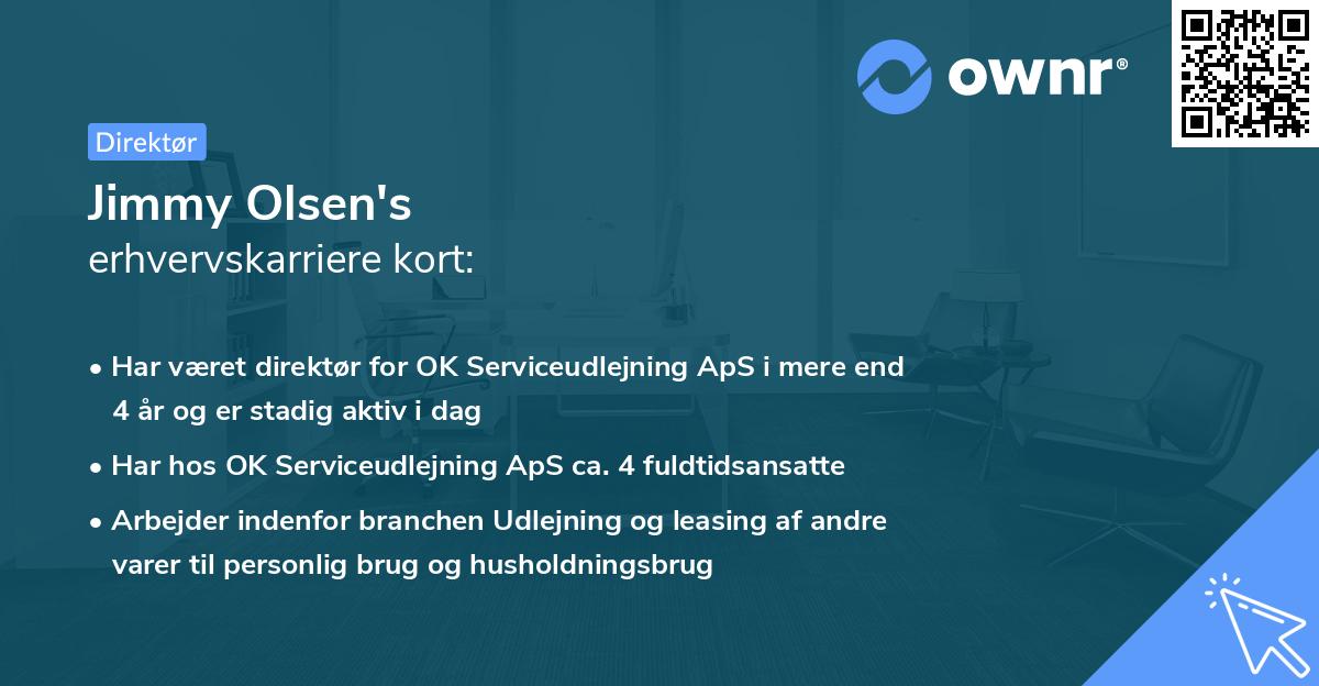 Jimmy Olsen's erhvervskarriere kort