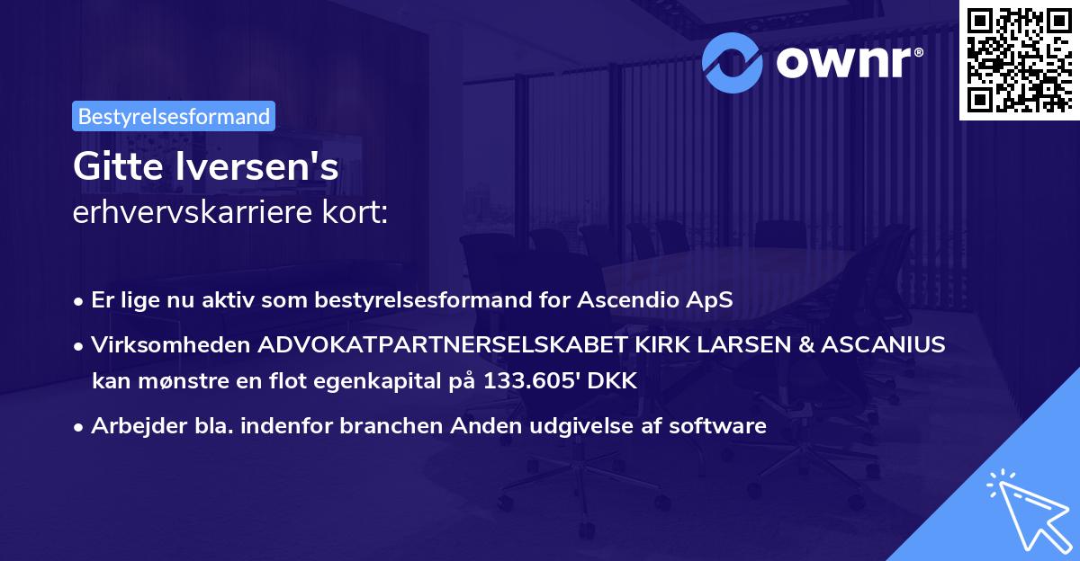 Gitte Iversen's erhvervskarriere kort