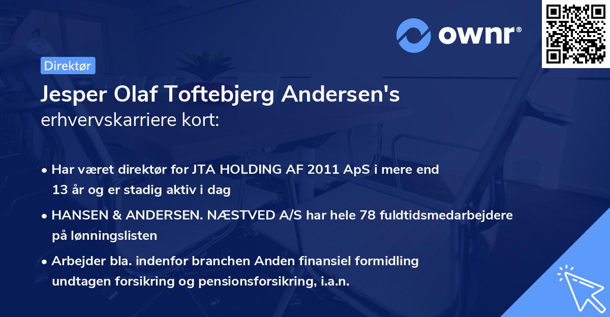 Jesper Olaf Toftebjerg Andersen's erhvervskarriere kort