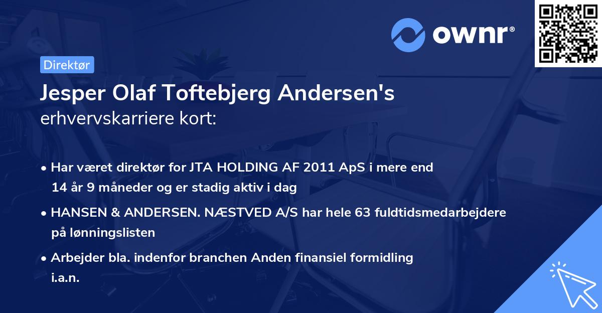 Jesper Olaf Toftebjerg Andersen's erhvervskarriere kort