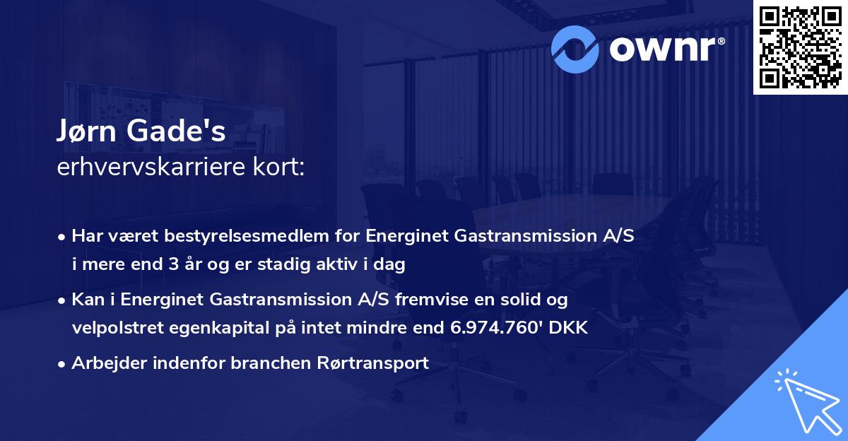 Jørn Gade's erhvervskarriere kort