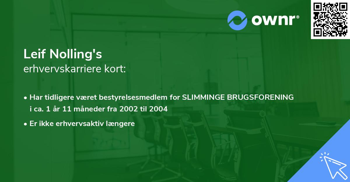 Leif Nolling's erhvervskarriere kort