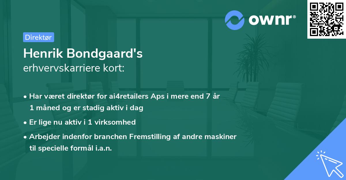 Henrik Bondgaard's erhvervskarriere kort