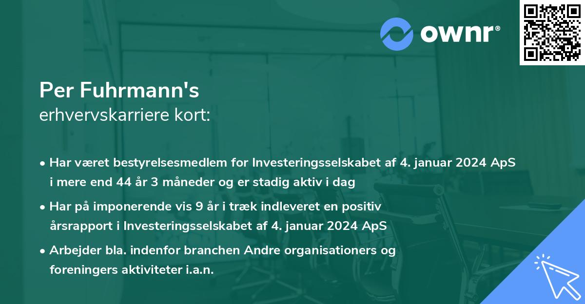 Per Fuhrmann's erhvervskarriere kort