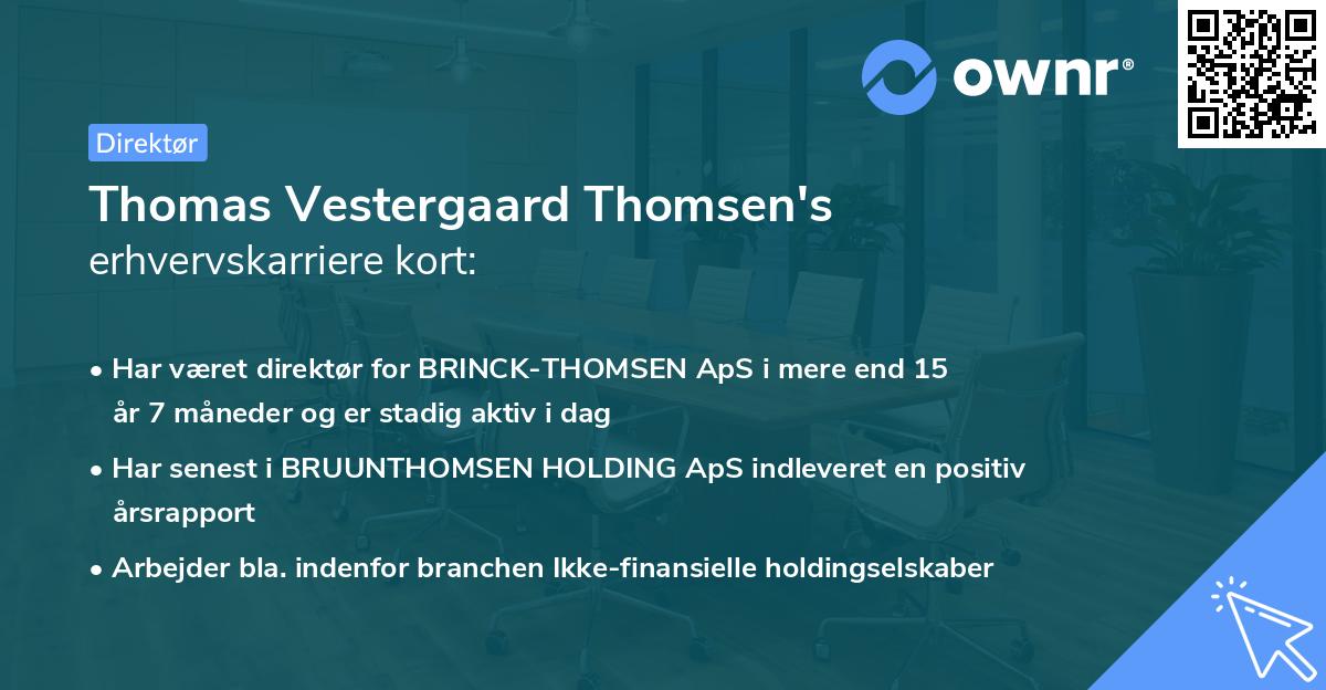 Thomas Vestergaard Thomsen's erhvervskarriere kort