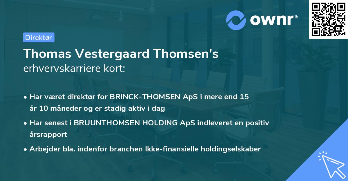 Thomas Vestergaard Thomsen's erhvervskarriere kort