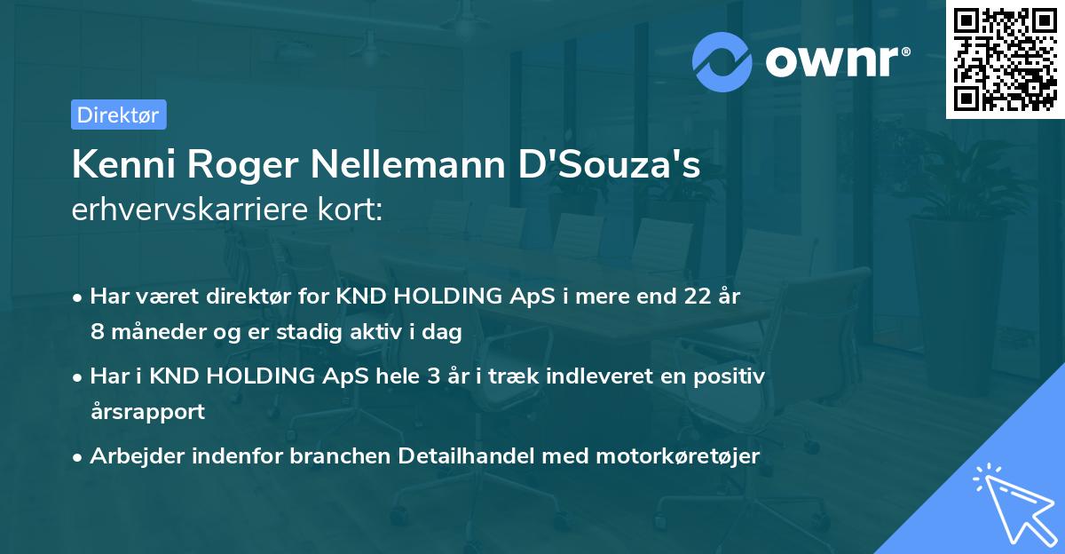 Kenni Roger Nellemann D'Souza's erhvervskarriere kort