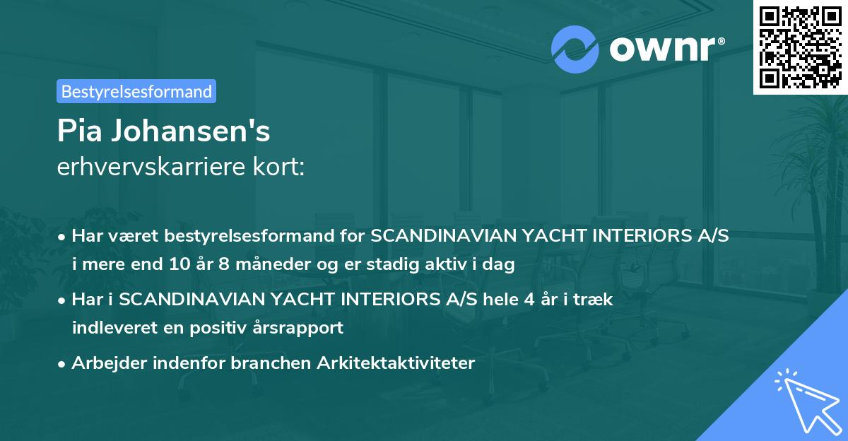 Pia Johansen's erhvervskarriere kort