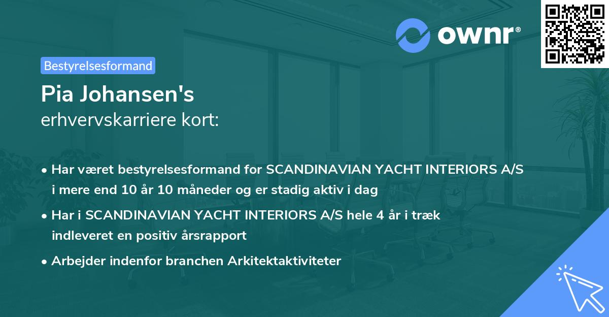 Pia Johansen's erhvervskarriere kort