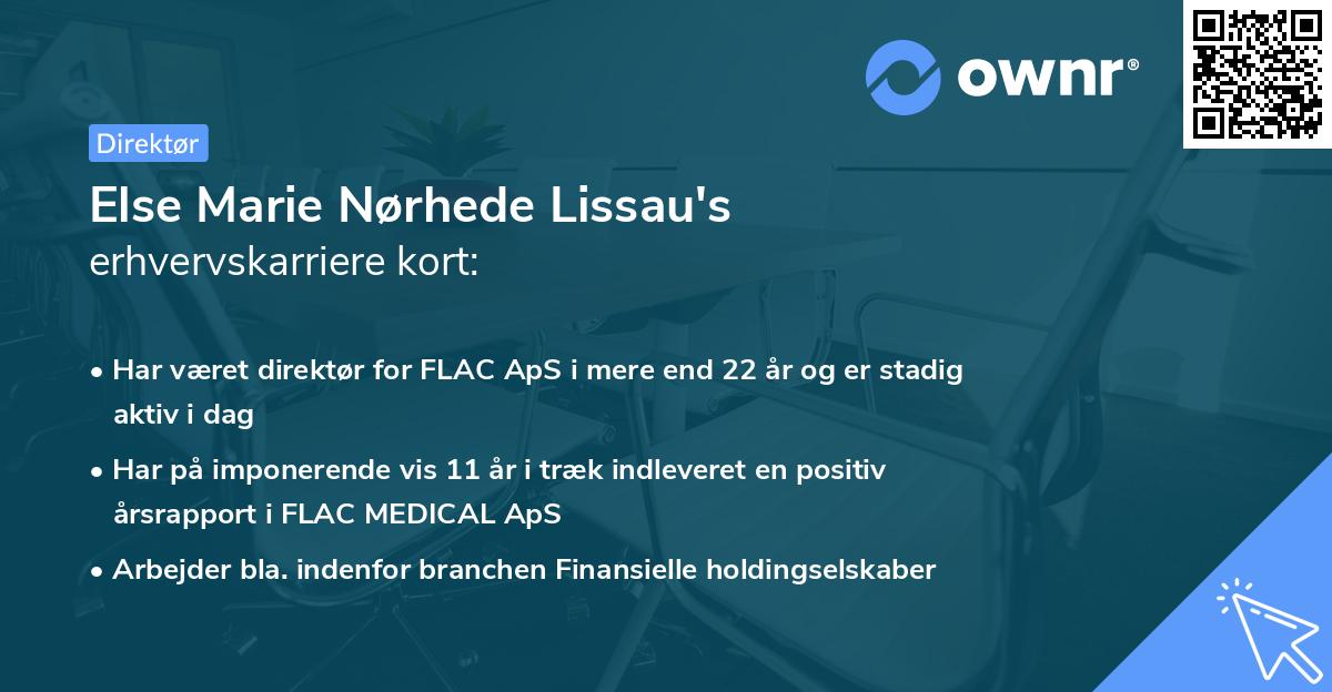 Else Marie Nørhede Lissau's erhvervskarriere kort