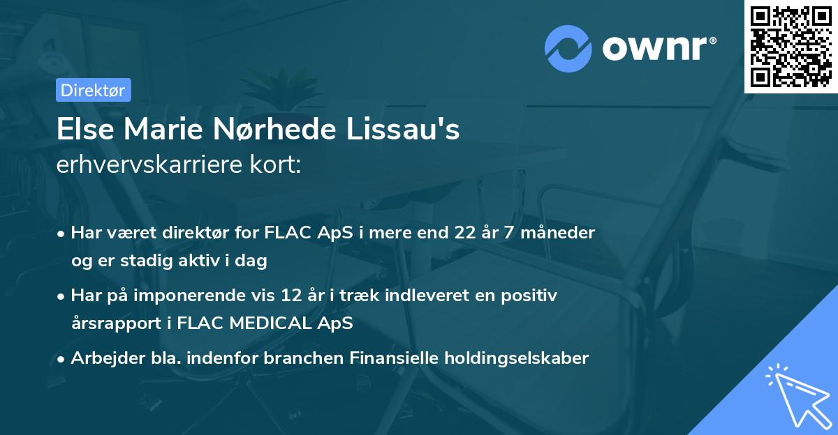 Else Marie Nørhede Lissau's erhvervskarriere kort