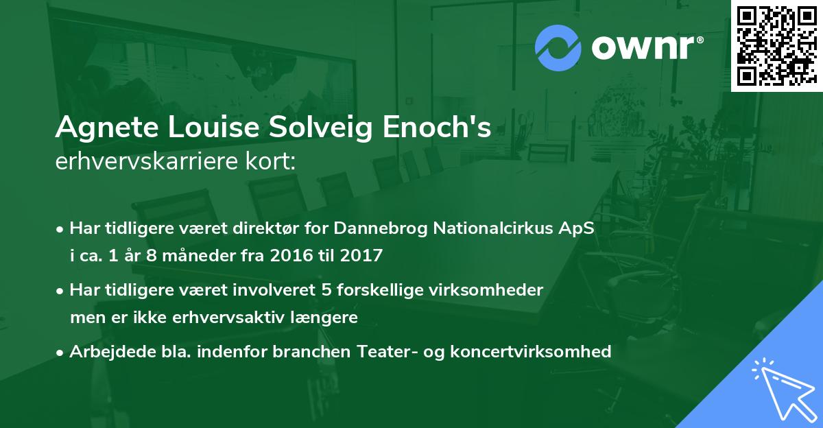 Agnete Louise Solveig Enoch's erhvervskarriere kort