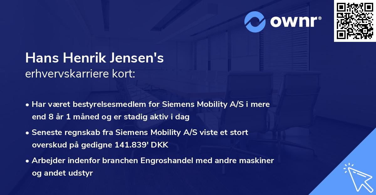 Hans Henrik Jensen's erhvervskarriere kort
