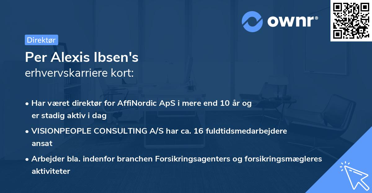 Per Alexis Ibsen's erhvervskarriere kort