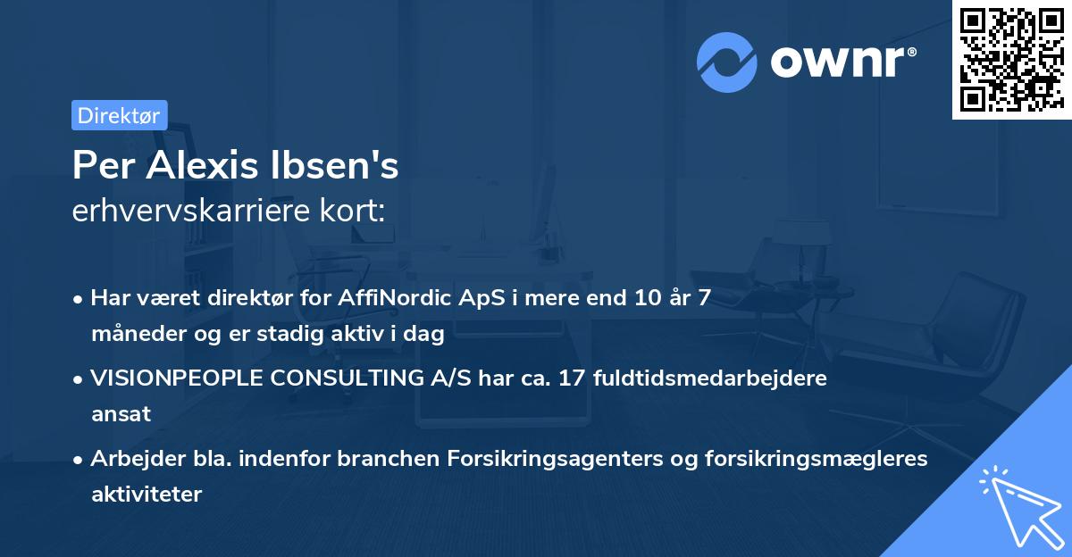 Per Alexis Ibsen's erhvervskarriere kort