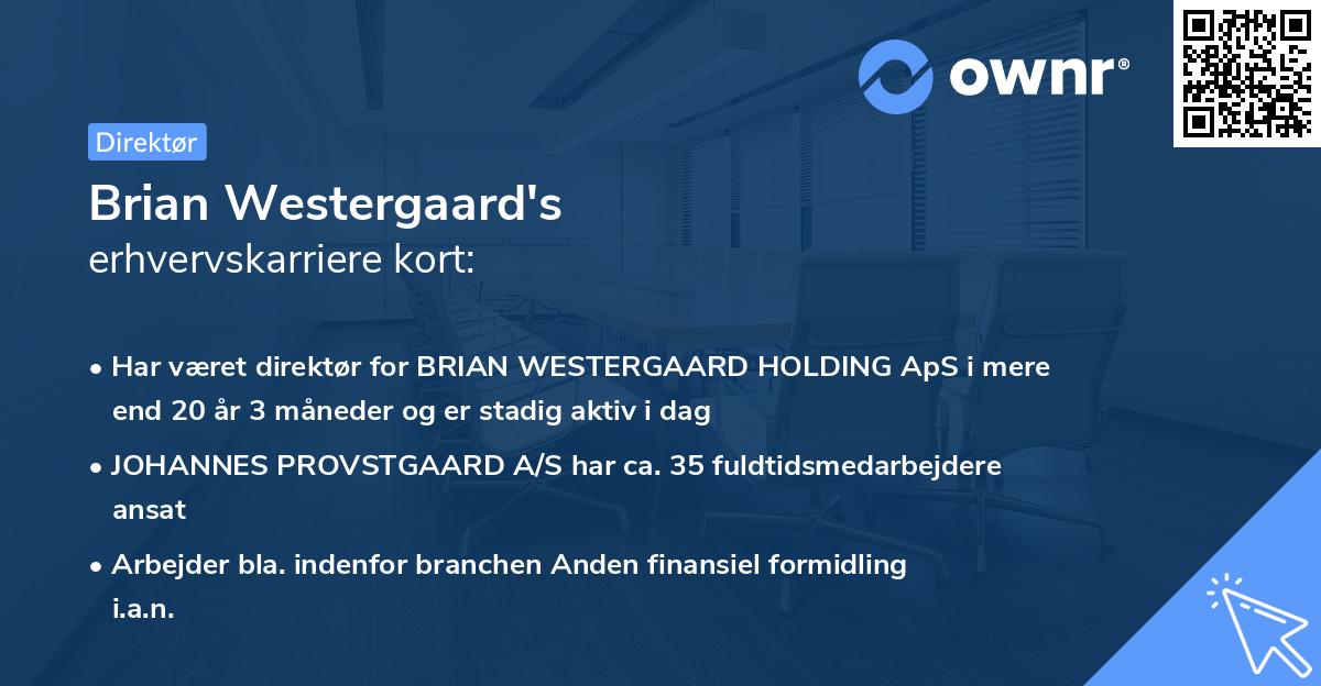 Brian Westergaard's erhvervskarriere kort