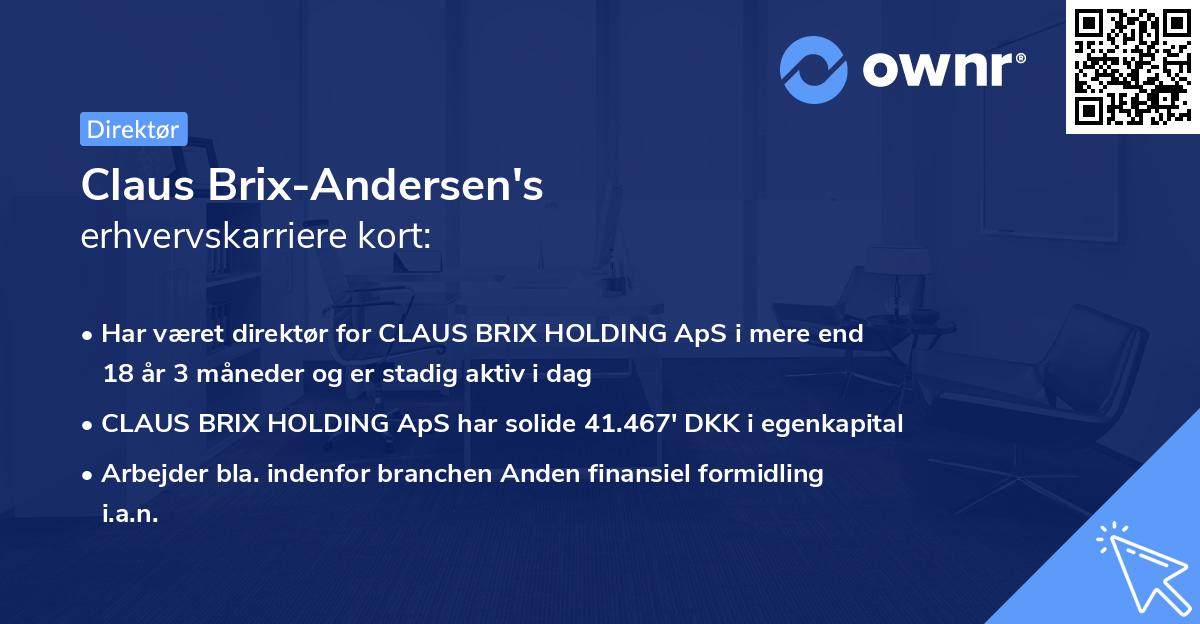 Claus Brix-Andersen's erhvervskarriere kort