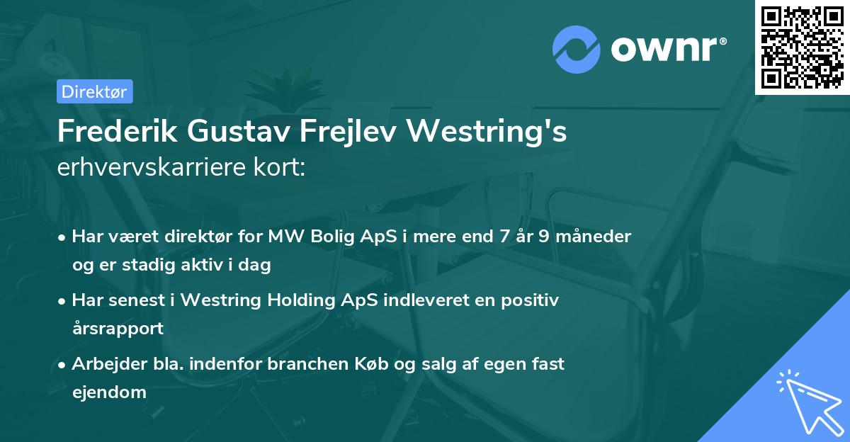 Frederik Gustav Frejlev Westring's erhvervskarriere kort