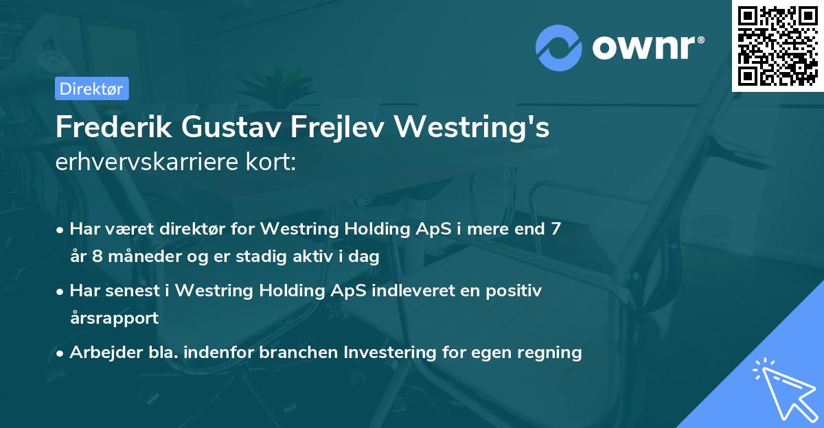 Frederik Gustav Frejlev Westring's erhvervskarriere kort