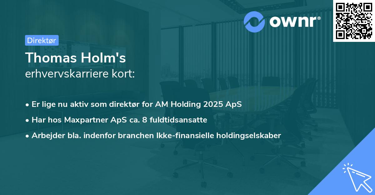 Thomas Holm's erhvervskarriere kort