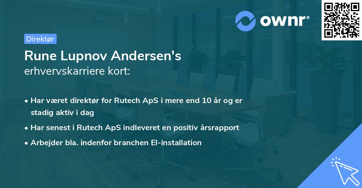 Rune Lupnov Andersen's erhvervskarriere kort