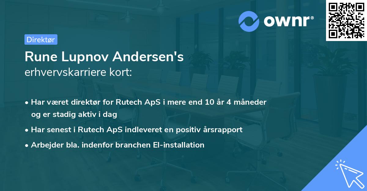Rune Lupnov Andersen's erhvervskarriere kort
