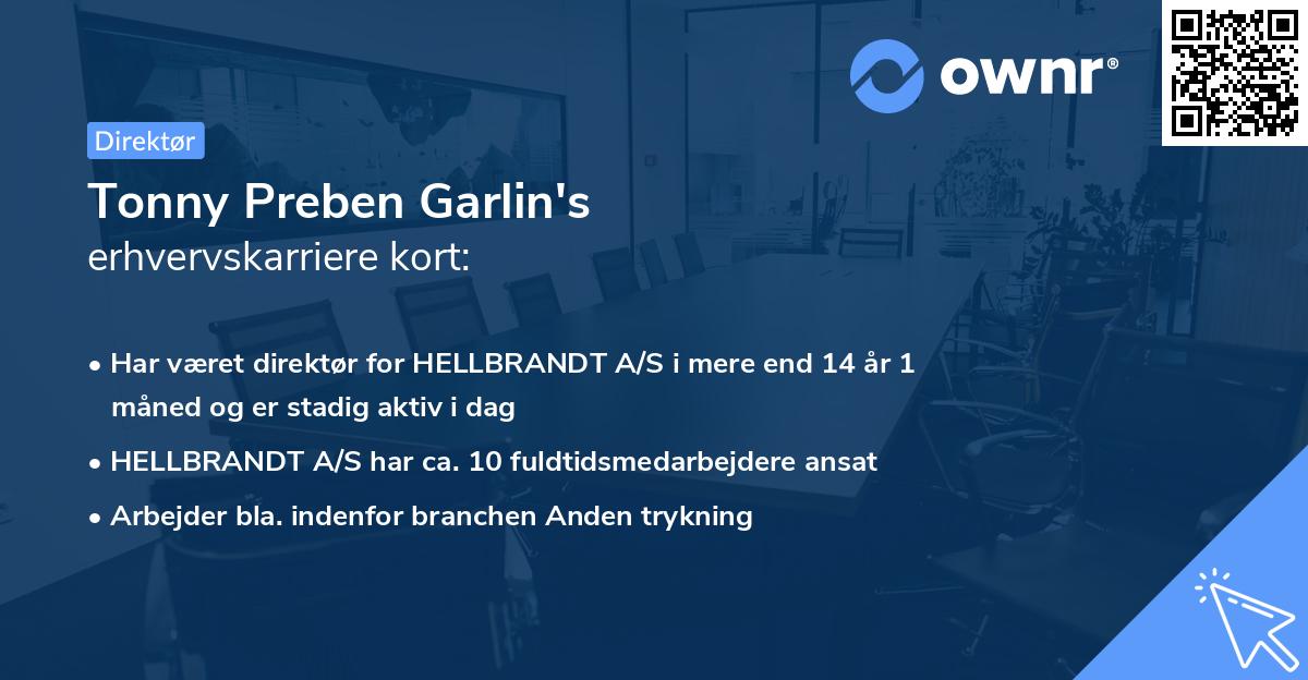 Tonny Preben Garlin's erhvervskarriere kort