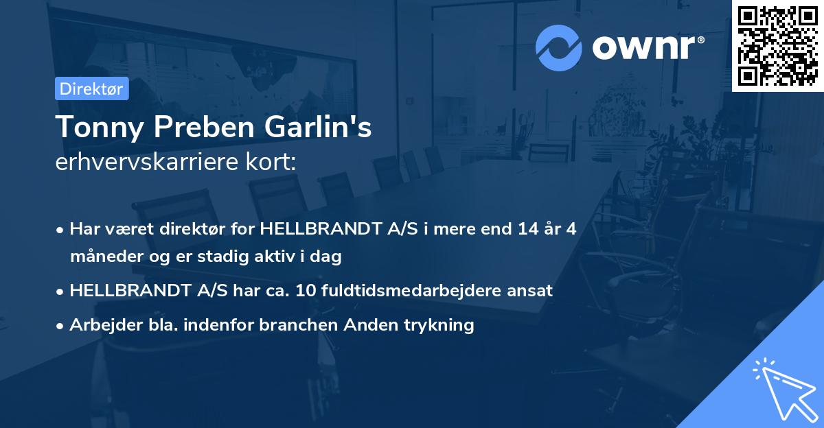 Tonny Preben Garlin's erhvervskarriere kort