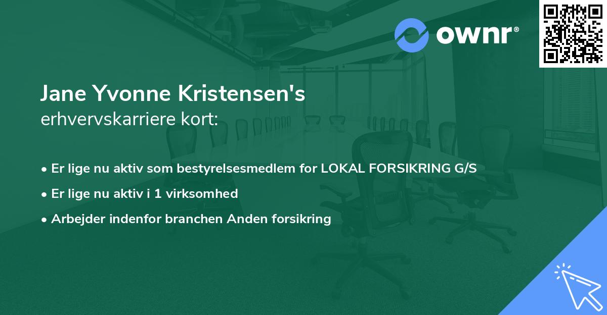 Jane Yvonne Kristensen's erhvervskarriere kort