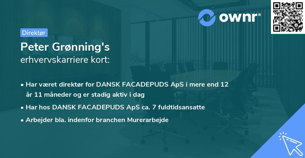 Peter Grønning's erhvervskarriere kort