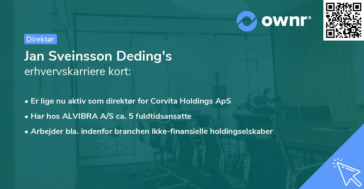 Jan Sveinsson Deding's erhvervskarriere kort