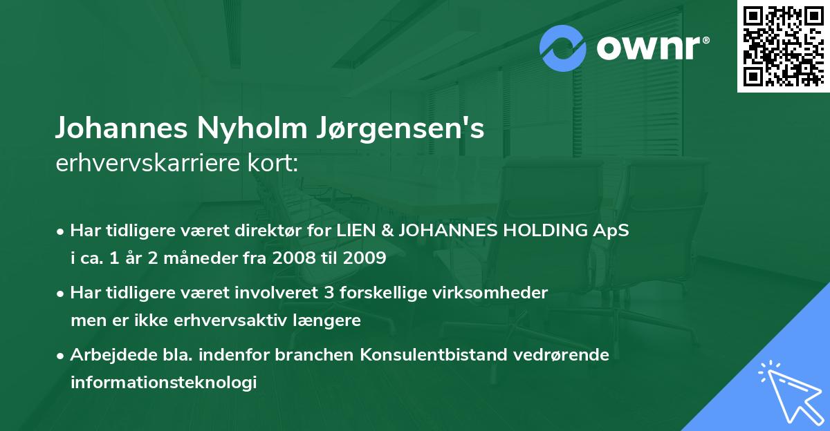 Johannes Nyholm Jørgensen's erhvervskarriere kort