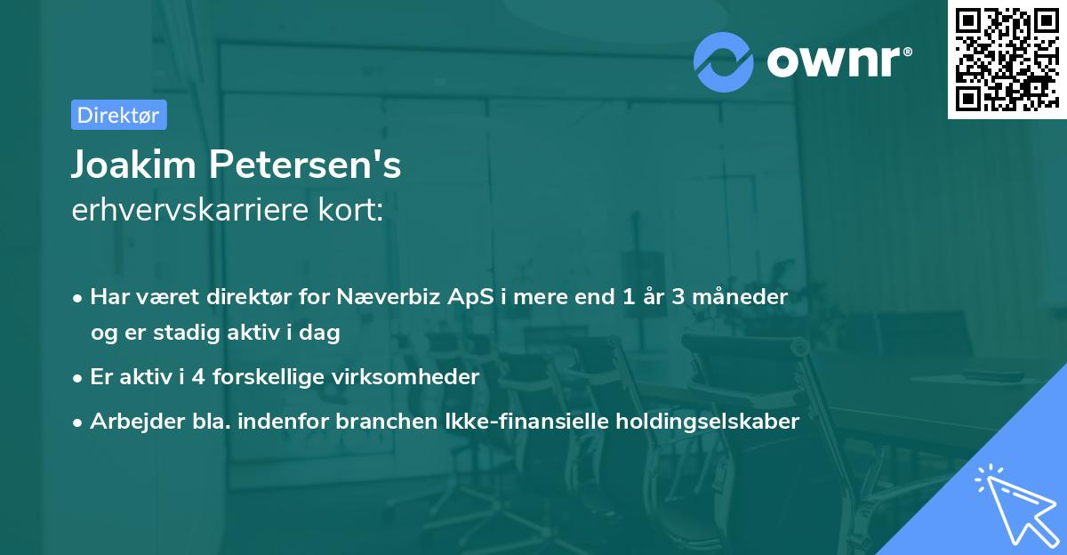 Joakim Petersen's erhvervskarriere kort