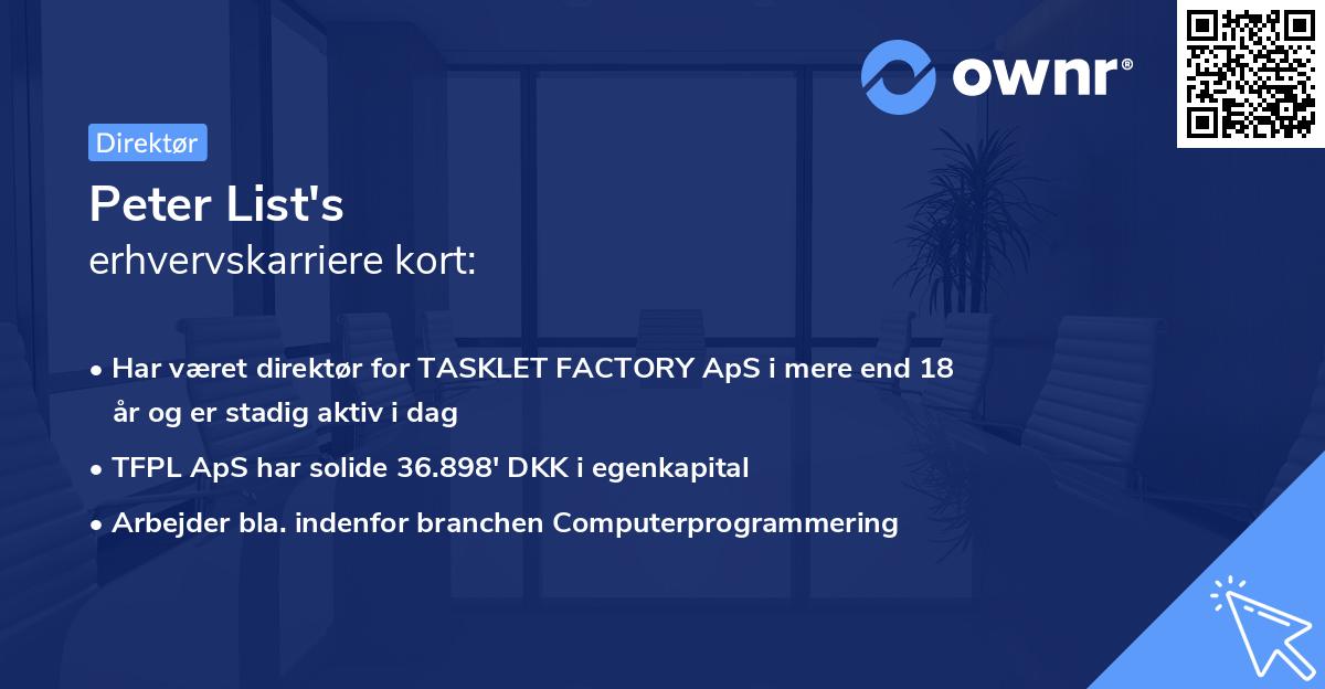 Peter List's erhvervskarriere kort