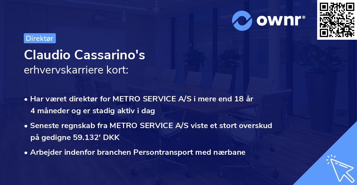 Claudio Cassarino's erhvervskarriere kort