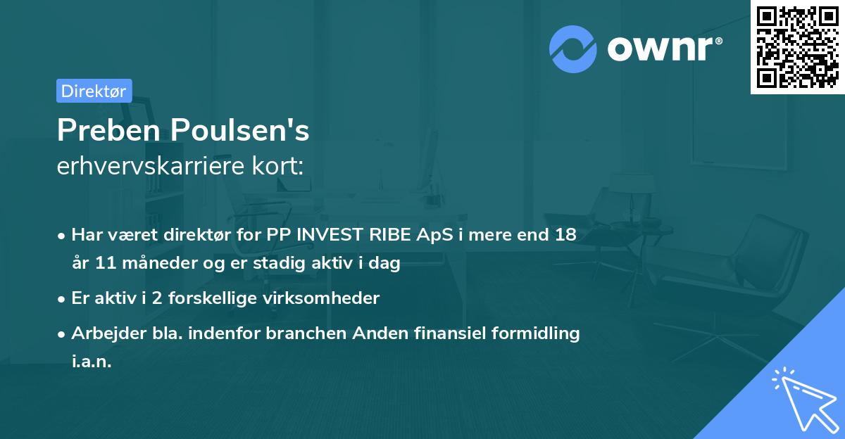 Preben Poulsen's erhvervskarriere kort