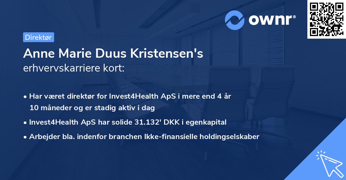 Anne Marie Duus Kristensen's erhvervskarriere kort
