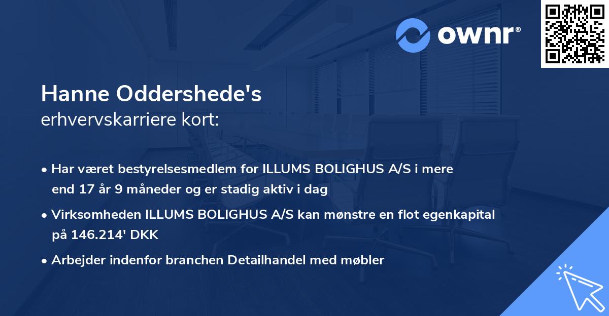 Hanne Oddershede's erhvervskarriere kort