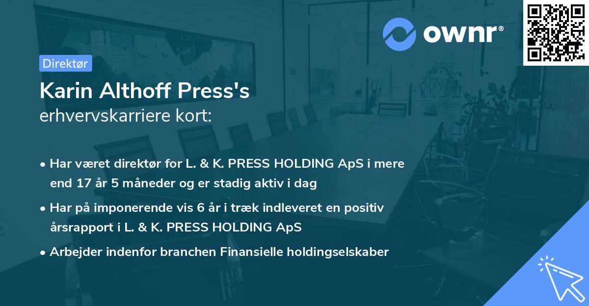 Karin Althoff Press's erhvervskarriere kort