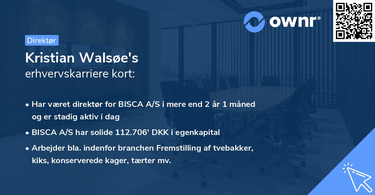 Kristian Walsøe's erhvervskarriere kort