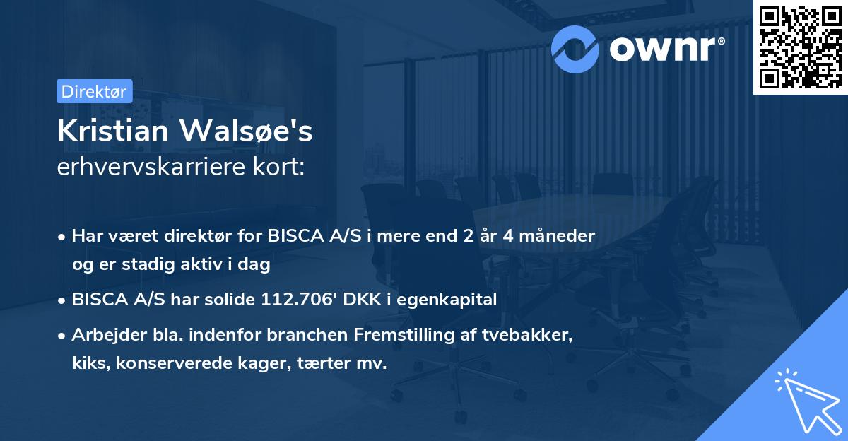 Kristian Walsøe's erhvervskarriere kort